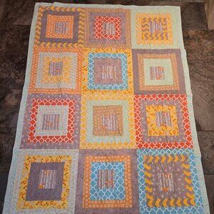 Handmade Fox Themed Quilt 52" x 70" Baby Child Bedroom Gift Colorful Pastels